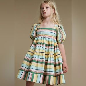 The Middle Daughter Striped Cotton Puff Sleeve Dress. Size 5 years old.
